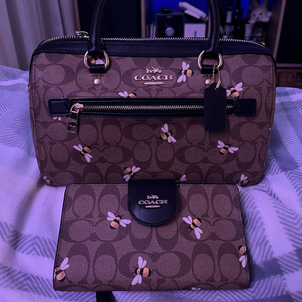 NWT Coach Rowan satchel and matching wallet